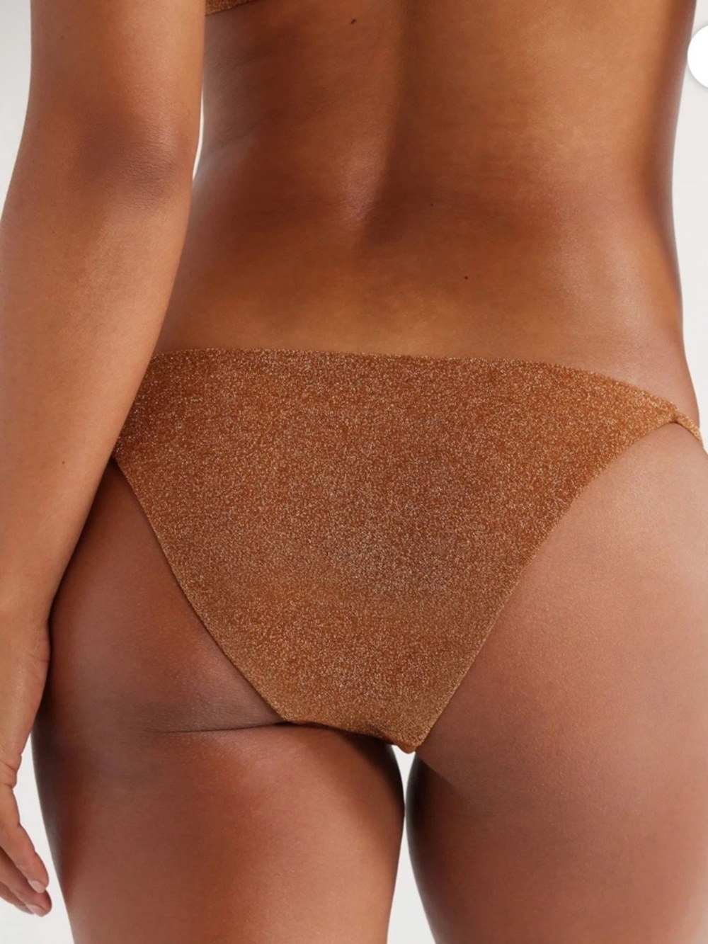 LOVE & SPORTS L 12-14 Metallic Cinnamon Classic Side Tab Bikini Bottom NEW TAG - Picture 3 of 16